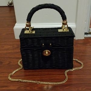 Black Raffia Crossbody Bag